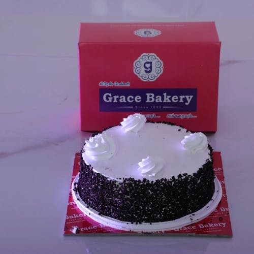 Black Forest Cake Let the luxurious flavor of Black Forest Cake take you on a journey, as moist chocolate cake, sweet cherries, and whipped cream delight your senses. Taste the magic at Grace Bakery