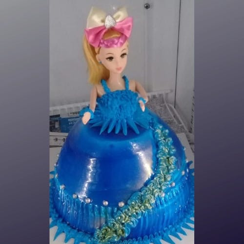 Blue Barbie Doll Cake