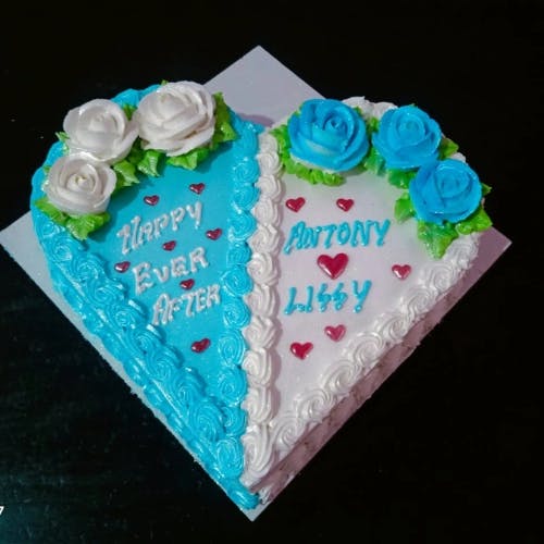 Blue Heart Birthday Cake