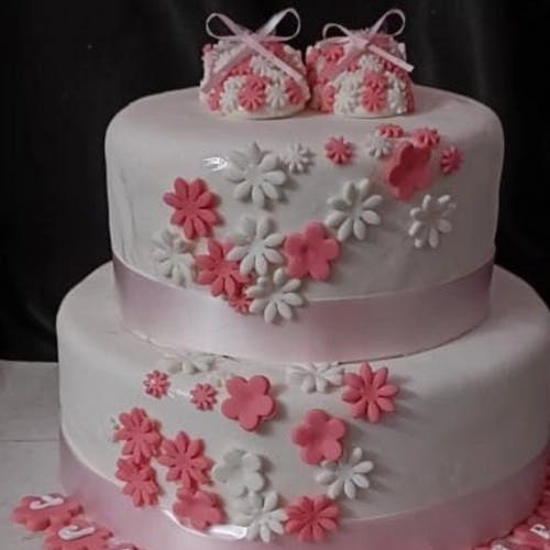 Flower Birthday Cake with stylish shoe