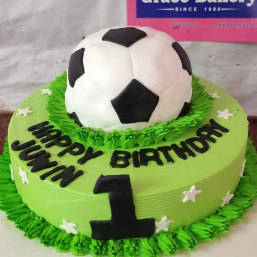 Fondant Football Cake Get ready to score big at your next party with a Fondant Football Cake. This cake is expertly crafted to look like a football, complete with fondant details that give it a realistic appearance. Perfect for game day, birthdays, or any other sports-themed celebration, a Fondant Football Cake is sure to impress. Made with high-quality ingredients and expertly baked, this cake not only looks amazing but also tastes delicious. Whether you're a die-hard football fan or just love a good dessert, a Fondant Football Cake is the perfect addition to any party. So gather your friends and family and get ready to enjoy a cake that's as fun as it is delicious.
