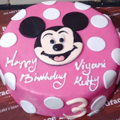 Micky Fondant Cake Embark on a journey of sweetness and joy with our delightful Micky Fondant Cake, crafted to perfection with the finest ingredients and adorned with intricate fondant details.