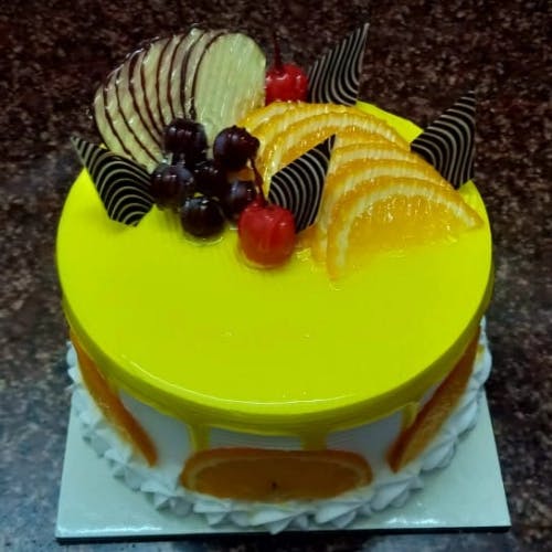Round Fruit Birthday Cake