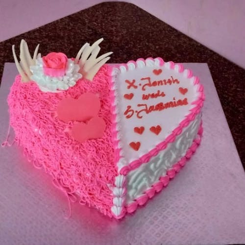 Pink Heart Wedding Cake