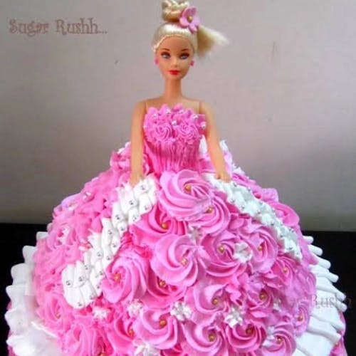 Pink White Barbie Cake Our Pink and White Barbie Cake is sure to delight your little girl on her special day. Order now for a sweet surprise.