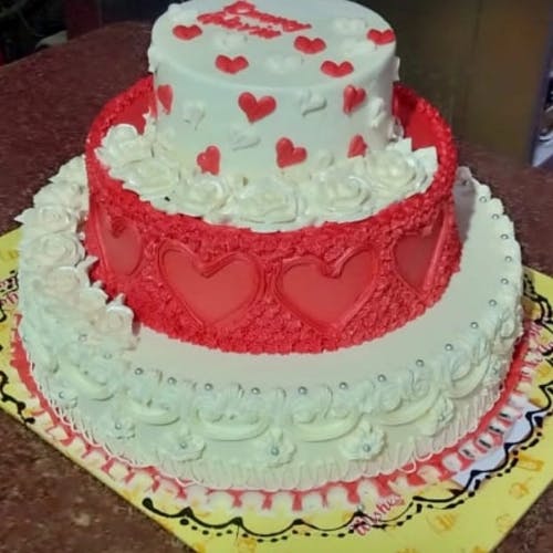 Red Heart Wedding Cake