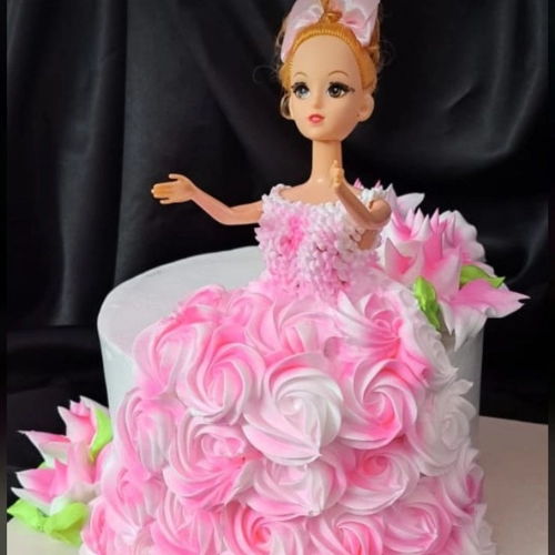 Barbie with cake best sale